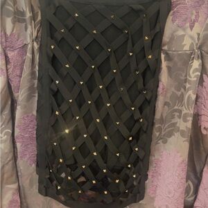 Women’sBebe Black Pencil Skirt with Gold Studs